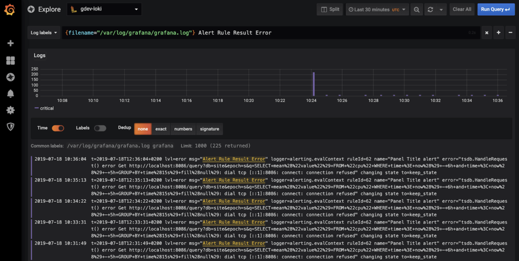 Grafana Loki Log Monitoring Tool Interface