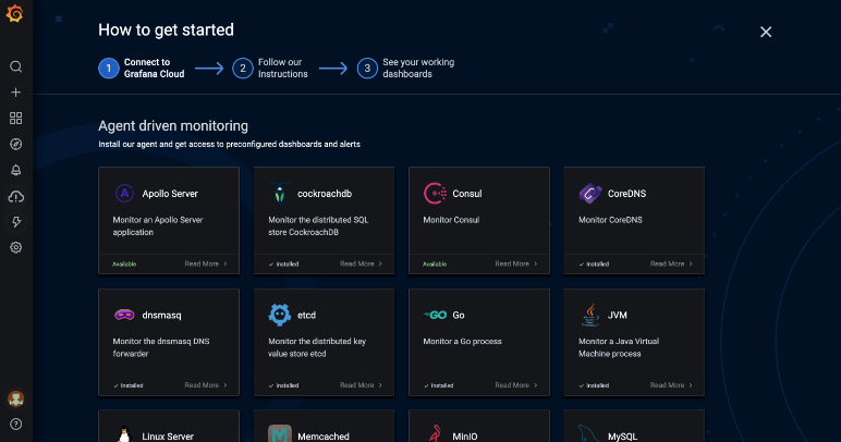 Observability tools: Pre-built dashboards in Grafana Cloud